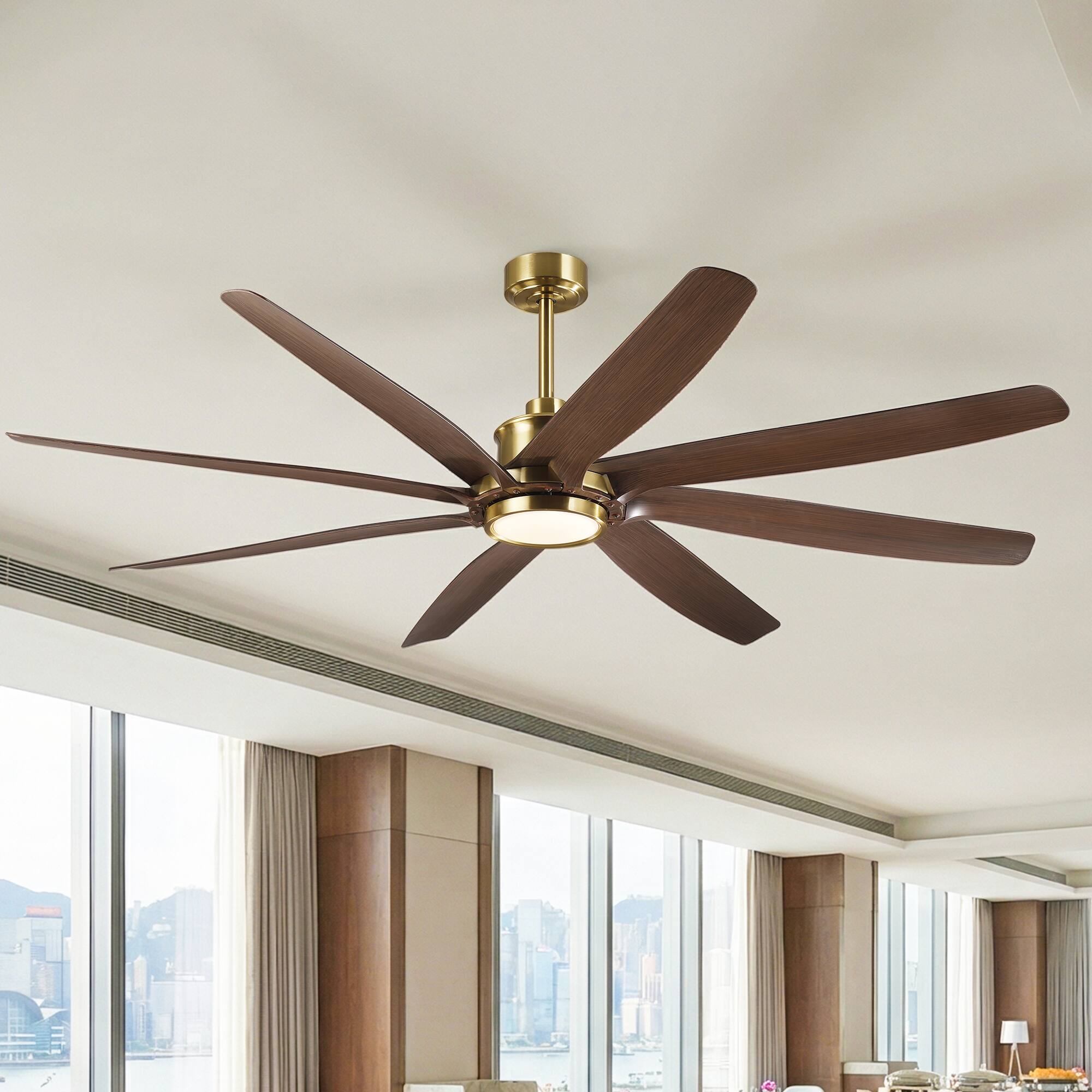 Alt View 1. Parrot Uncle - 72" Brass Farmhouse Windmill Ceiling Fan with Light and Remote - Brass.