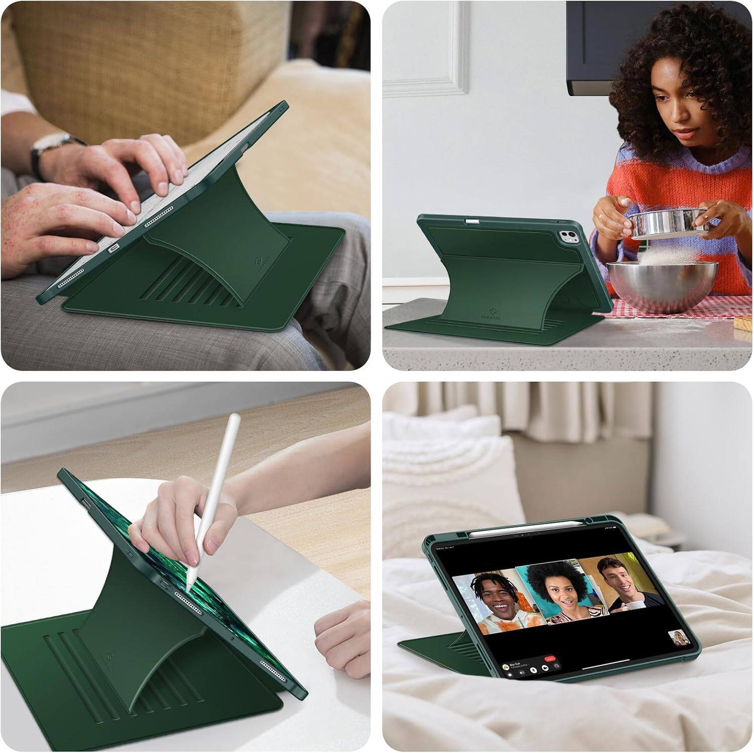 Alt View 4. Fintie - Magnetic Stand Case for iPad Pro 13-inch (M5) 2025 / (M4) 2024 Multiple Viewing Angles Soft TPU Back Cover - Green.