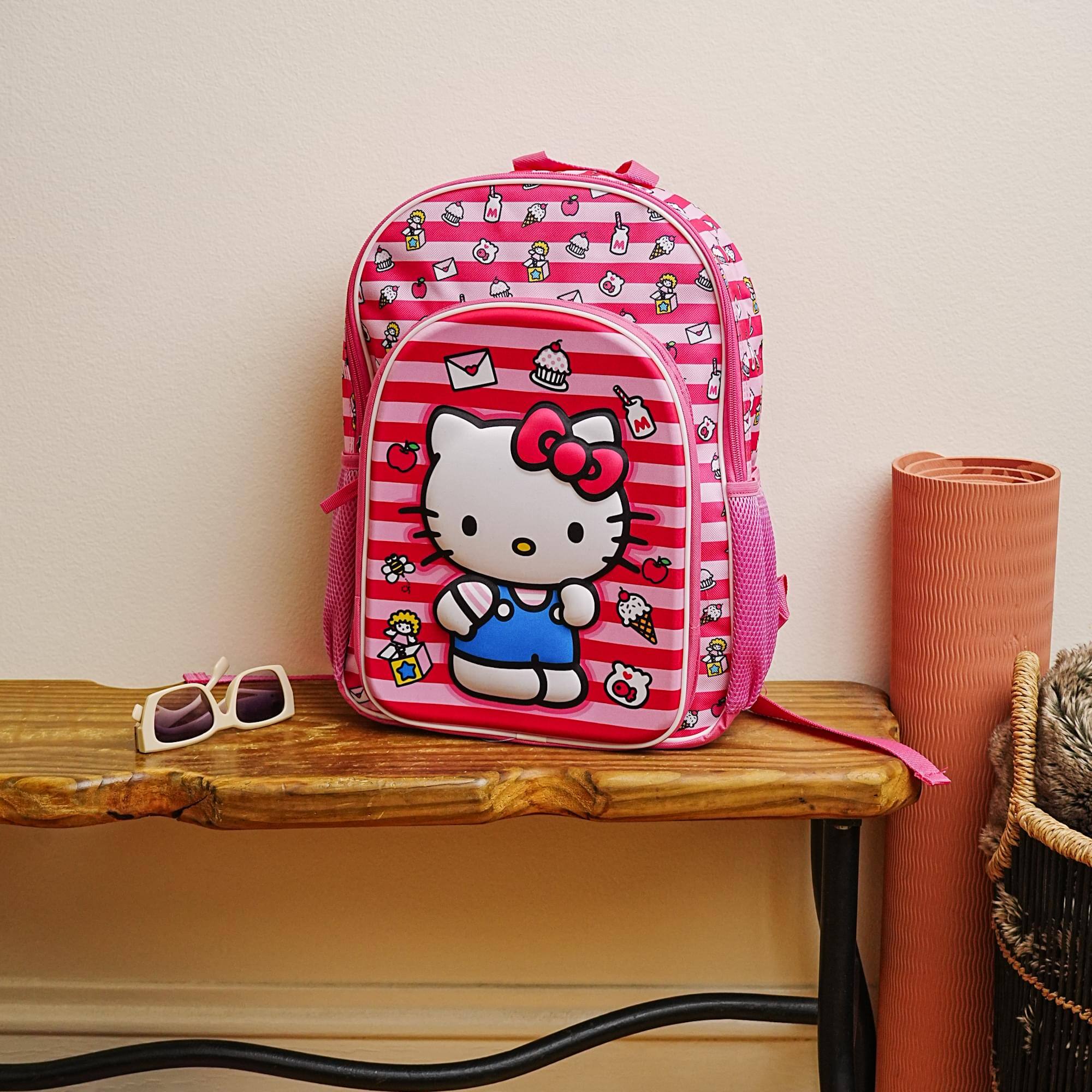 Alt View 2. Hello Kitty - Sanrio Hello Kitty Pink Striped 16 Inch Backpack with Front Pocket - Multi-Colored.