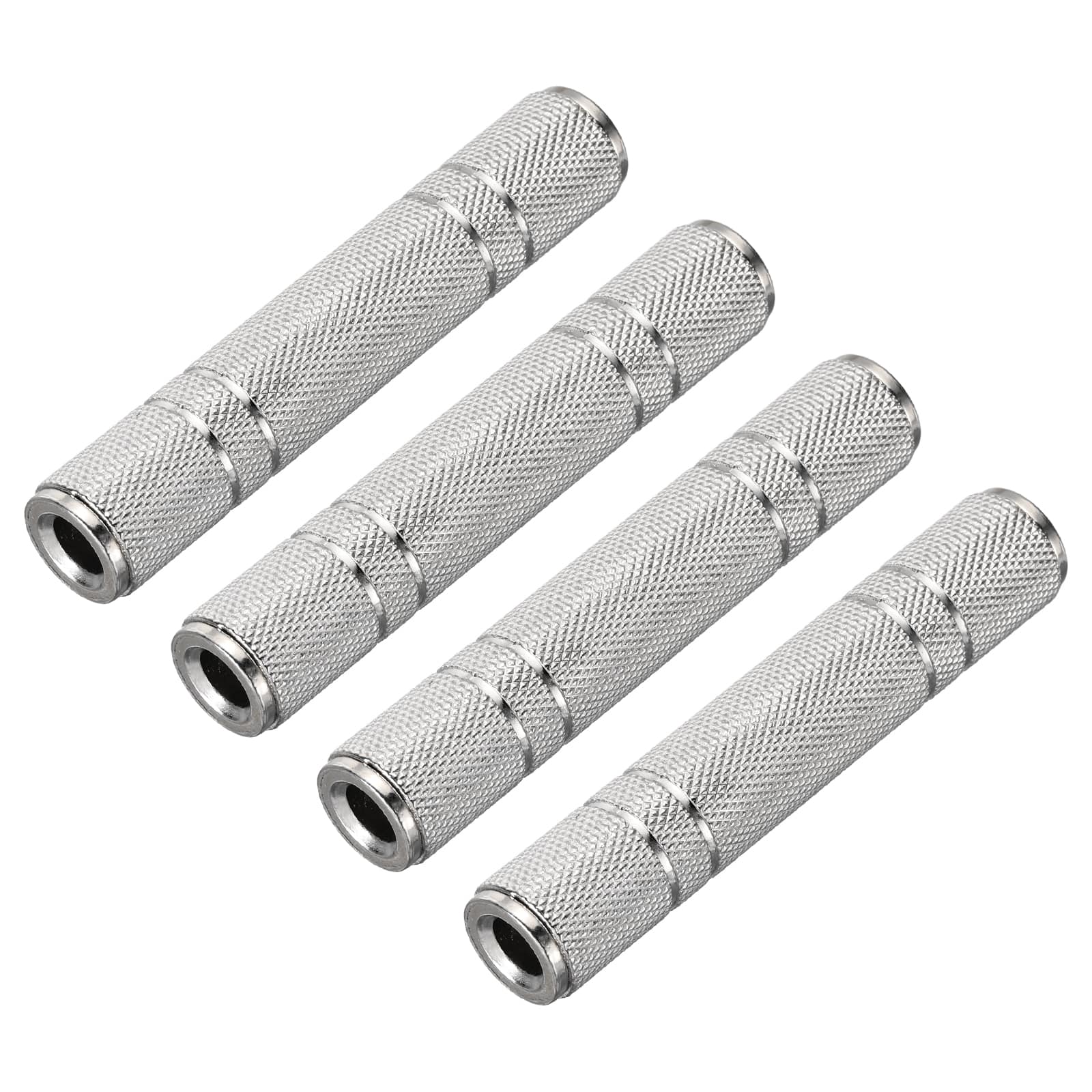Unique Bargains - 4pcs 6.35mm F to F TRS Connector Stereo Zinc Alloy Nickel Adapter for Mics/Guitars/Speakers/pcs Signal Conversion - Silver