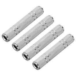 Unique Bargains - 4pcs 6.35mm F to F TRS Connector Stereo Zinc Alloy Nickel Adapter for Mics/Guitars/Speakers/pcs Signal Conversion - Silver