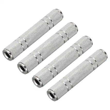 Front. Unique Bargains - 4pcs 6.35mm F to F TRS Connector Stereo Zinc Alloy Nickel Adapter for Mics/Guitars/Speakers/pcs Signal Conversion - Silver.