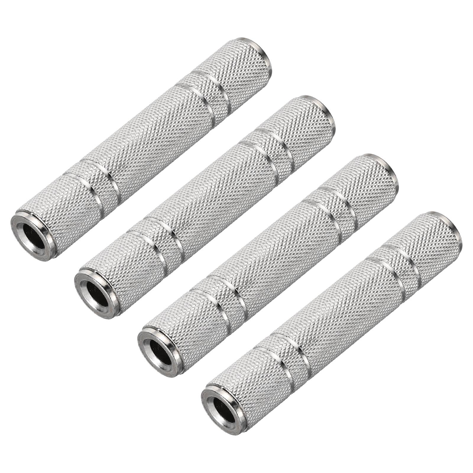 Front. Unique Bargains - 4pcs 6.35mm F to F TRS Connector Stereo Zinc Alloy Nickel Adapter for Mics/Guitars/Speakers/pcs Signal Conversion - Silver.
