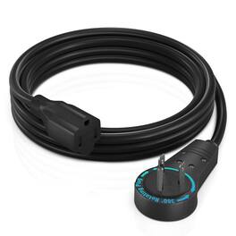 Maximm - 6 Foot 360° Rotating Flat Plug Extension Cord/Wire, 3 Prong Grounded Wire 16 Awg Power Cord - UL Certified - Black