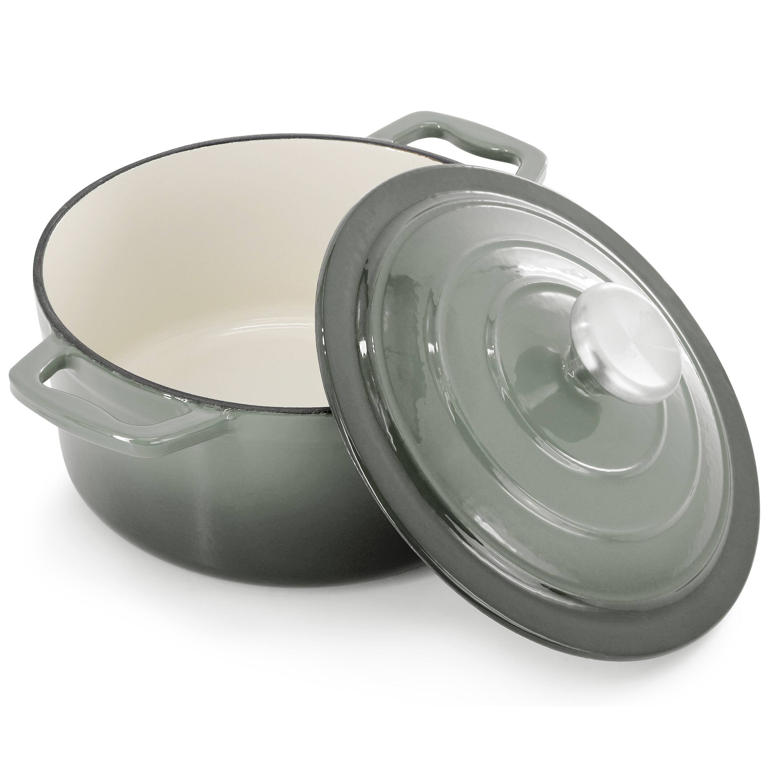 Alt View 2. Mega Chef - MegaChef 2.7 Quart Round Enameled Cast Iron Casserole in Gradient Gray - Gray.