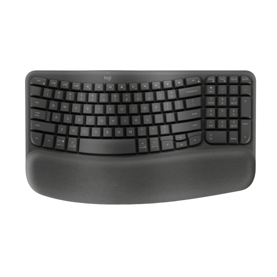 Logitech - Wave Keys Wireless Ergonomic Keyboard with Cushioned Palm Rest,Graphite - Black