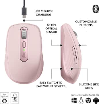 Logitech MX Anywhere 3S Mouse Compact Performance Wireless Rose Logitech MX Anywhere 3S Mouse Compact Performance Wireless Rose