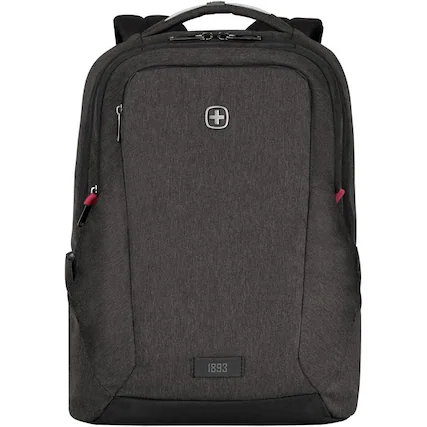 Front. SwissGear - Wenger MX Professional Carrying Case (Backpack) for 10" to 16" Notebook - Heather Gray - Water Resistant Zipper - Charcoal Gray.