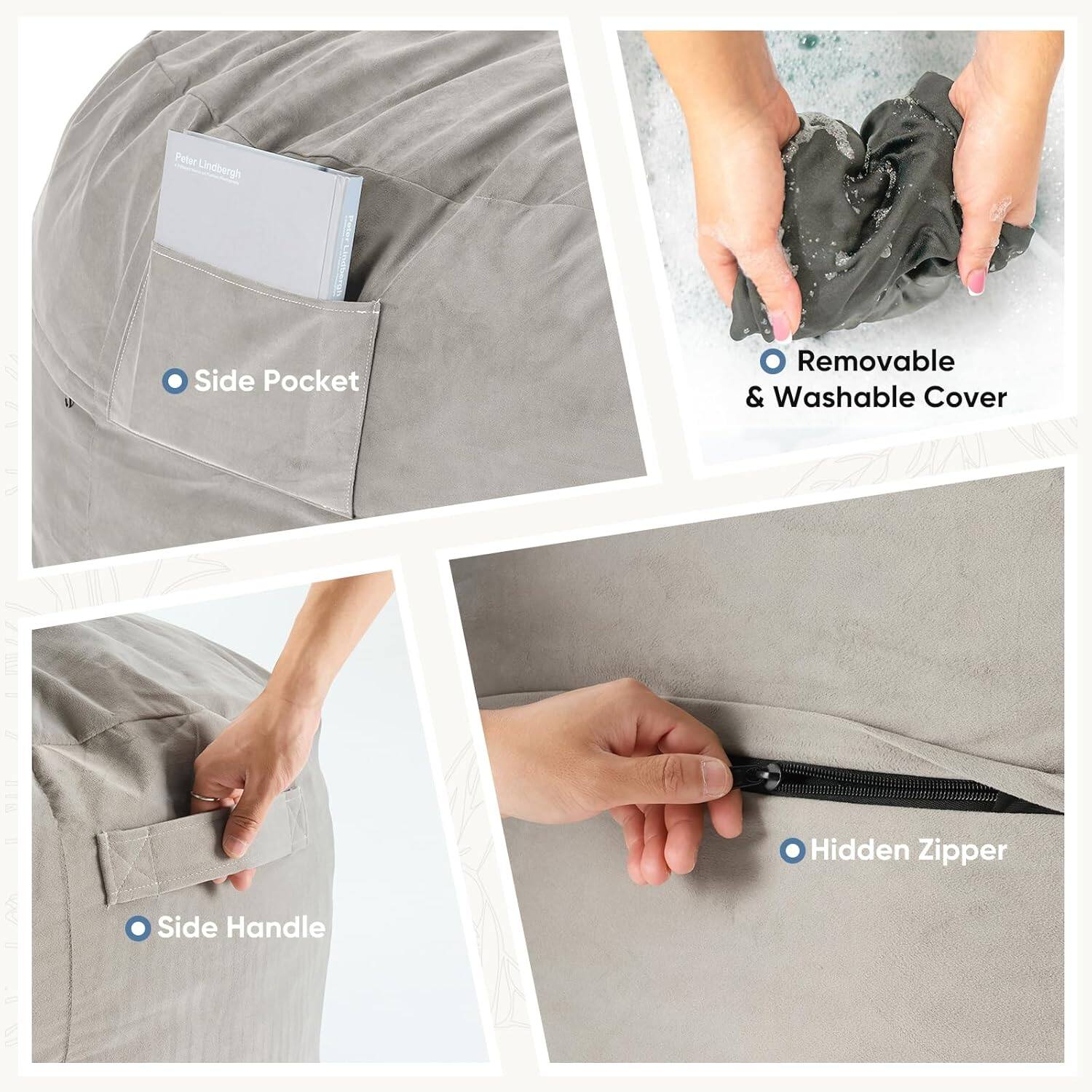 Petar Lindbergh V0 2 i Side Pocket Removable & Washable Cover  
AZ Pe ITN D Ao T Side Handle Hidden Zipper