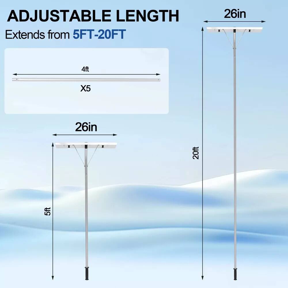 ADJUSTABLE LENGTH  
Extends from 5FT-20FT  

4ft X5  

26in  

20ft  

5ft  

26in