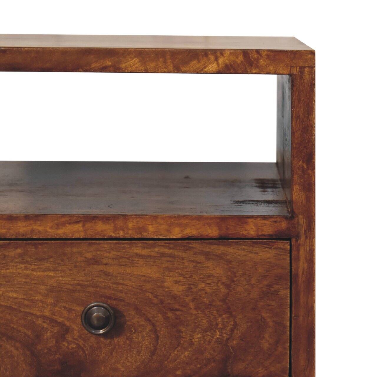 Alt View 1. Artisan Furniture - Artisan Furniture Solid Wood Mini Classic Chestnut Nightstand, 2 Drawer, 1 Open Shelve, Brown - Chestnut.