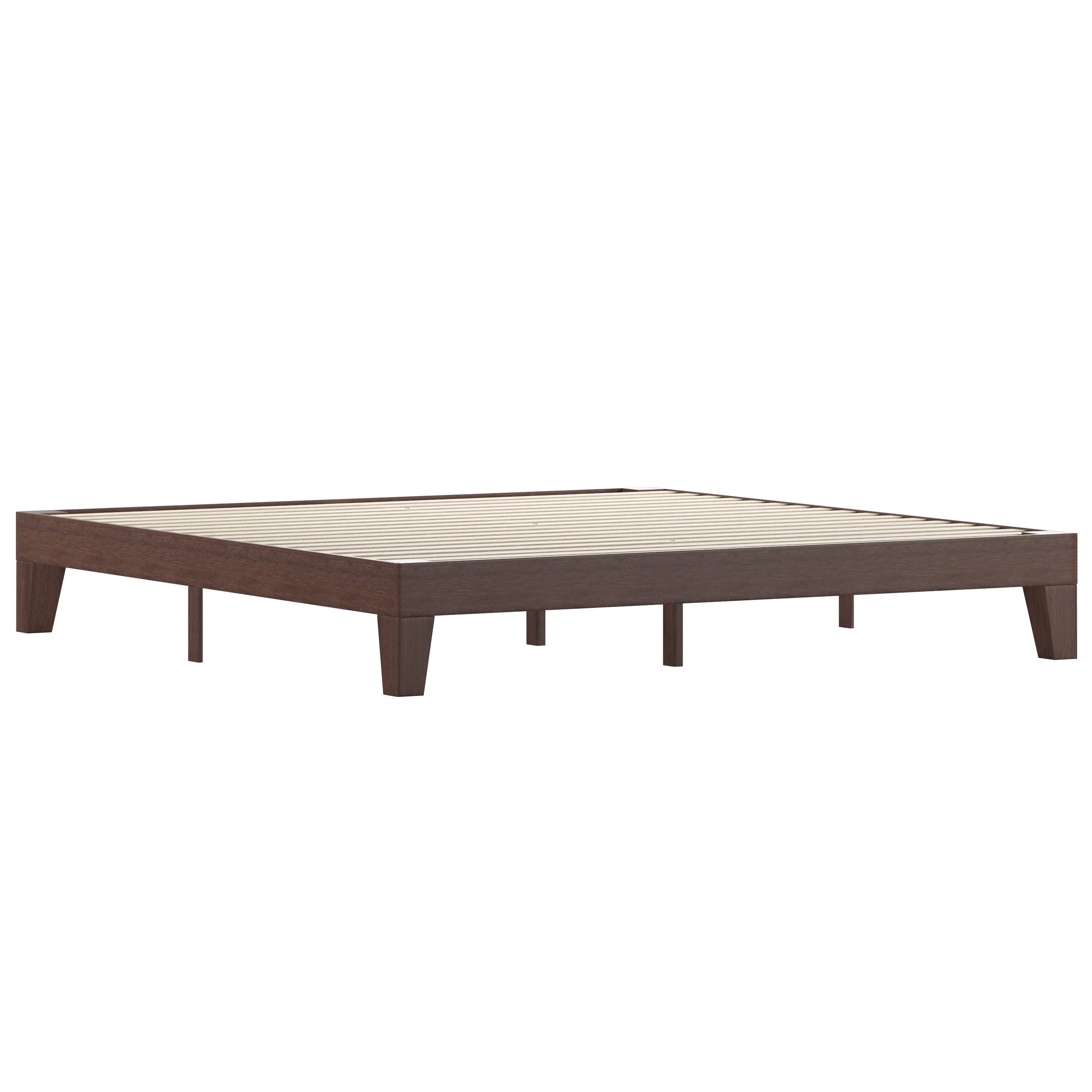 Alt View 1. Emma + Oliver - Avila Wooden Platform Bed with Wooden Support Slats; No Box Spring or Foundation Required - Walnut.