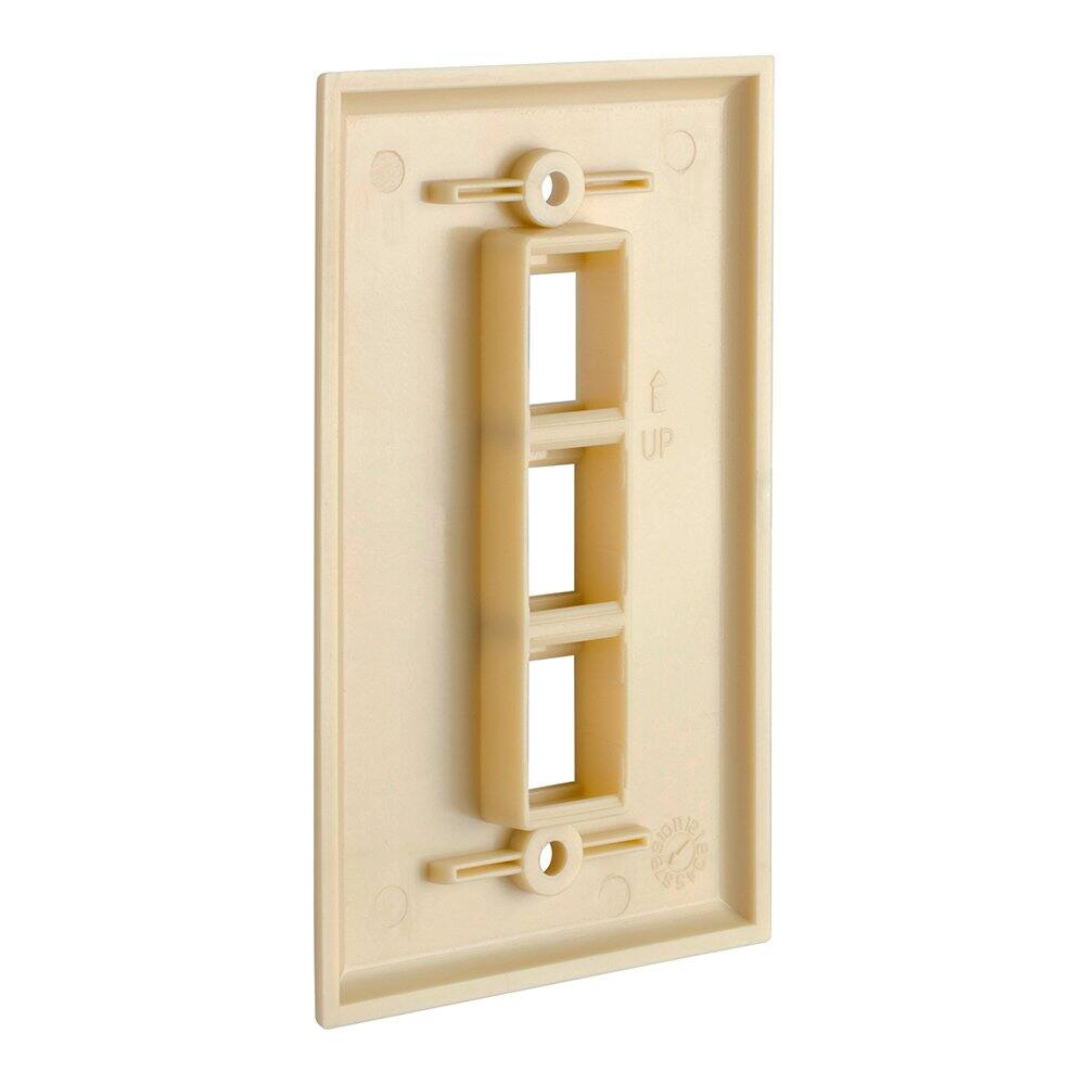 Angle. Cmple.com - Cmple - Keystone Wall Plate Cover Ethernet Wall Plates for Modular Inserts, RJ45 Keystone Jack - 3 Port - Ivory - Ivory.