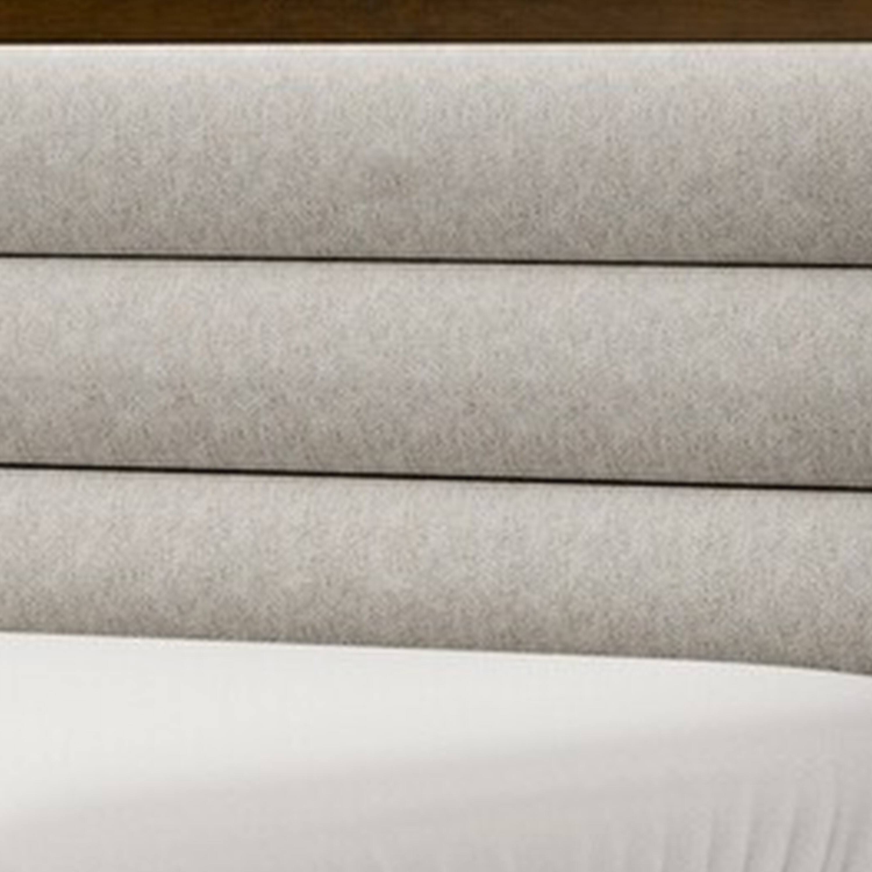 Alt View 1. Manhattan Lane - Cair Queen Bed, Channel Tufted Light Gray Fabric Upholstered - Brown, Light Gray.