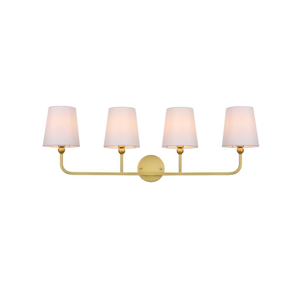 Angle. Living District - Colson 4 light Brass and Clear Bath Sconce - Brass And Clear.