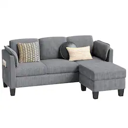Bestier - L-Shaped Sectional Couches for Living Room Furniture Sets, Modular Sectional Sofa with Ottaman Storage - Gray