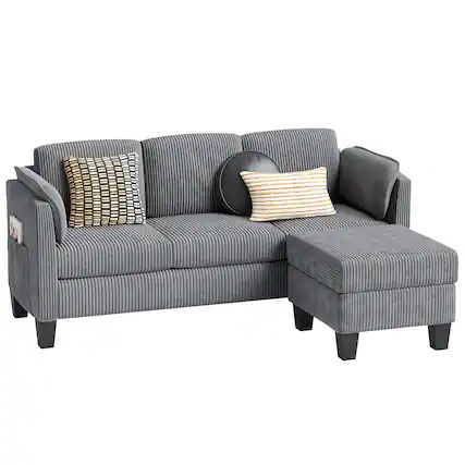 Front. Bestier - L-Shaped Sectional Couches for Living Room Furniture Sets, Modular Sectional Sofa with Ottaman Storage - Gray.
