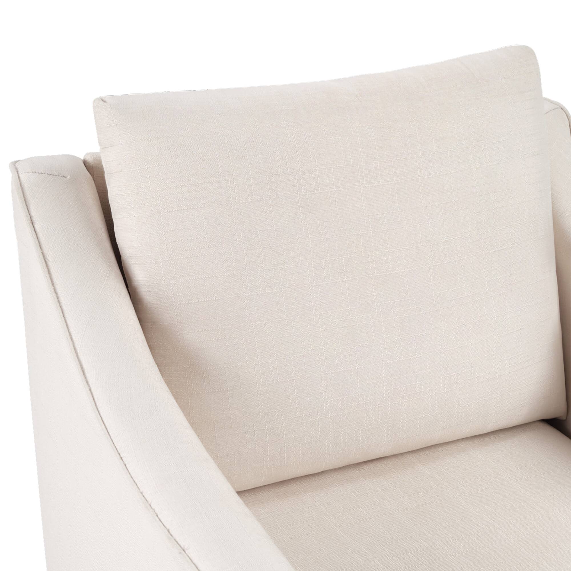 Back. Bestier - Swivel Accent Square Chair with Thick Padded Backrest Cushion, Lounge Reading Chair for Living Room Bedroom - Beige.