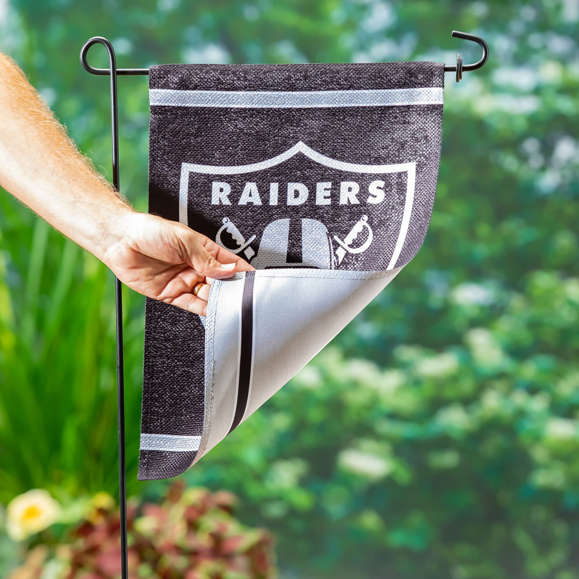 Alt View 3. Evergreen Enterprises - Las Vegas Raiders 12.5" x 18" Double-Sided Embossed Suede Garden Flag - Multicolor.