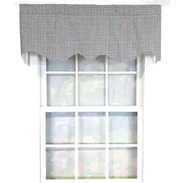 RLF Home - 100% Cotton Gingham Regal With Poly/Cotton Ivory lining Rod Pocket Valance 50" x 16" - Black