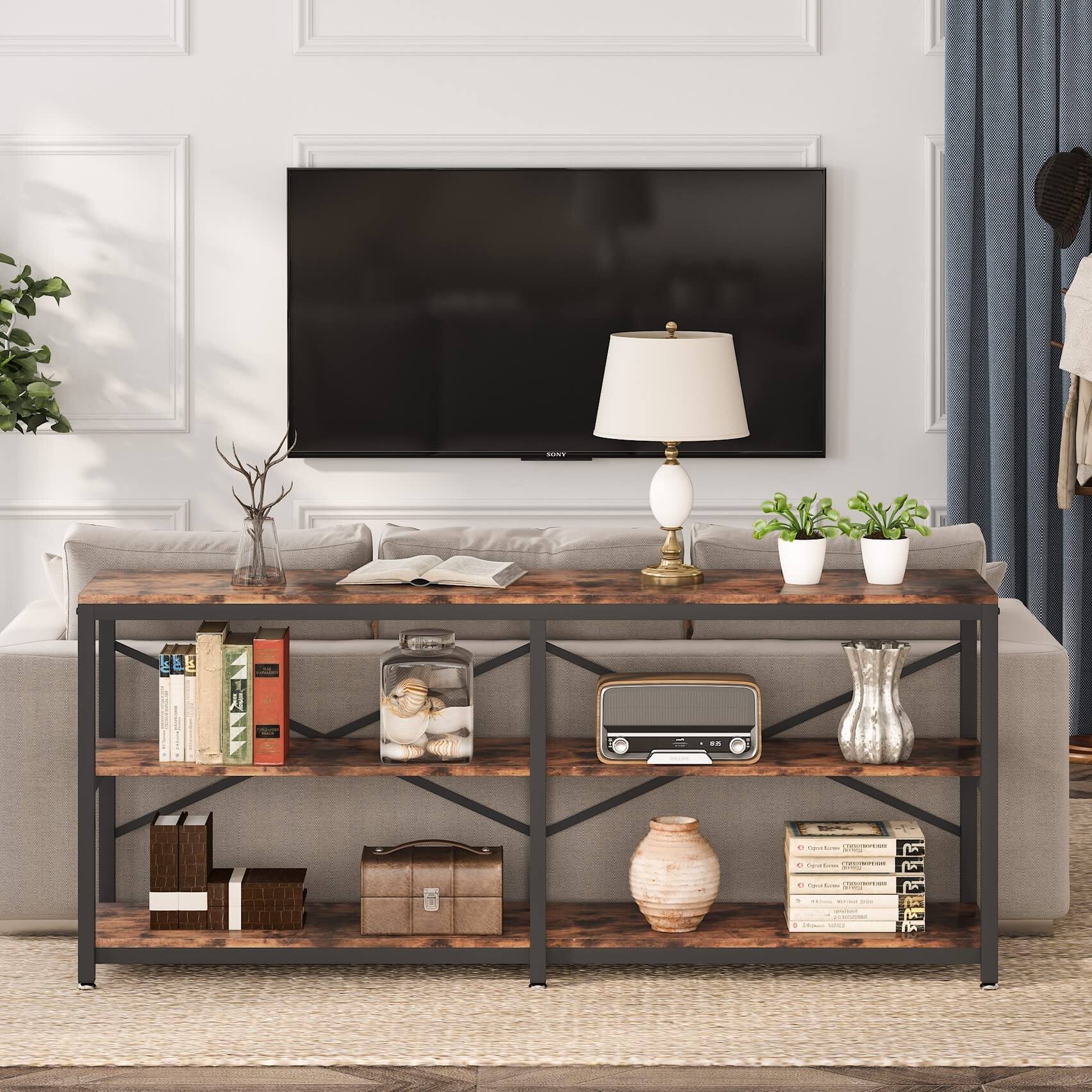 Tribesigns 70.9 Inch Extra Long Console Table, Modern Sofa Table Behind ...