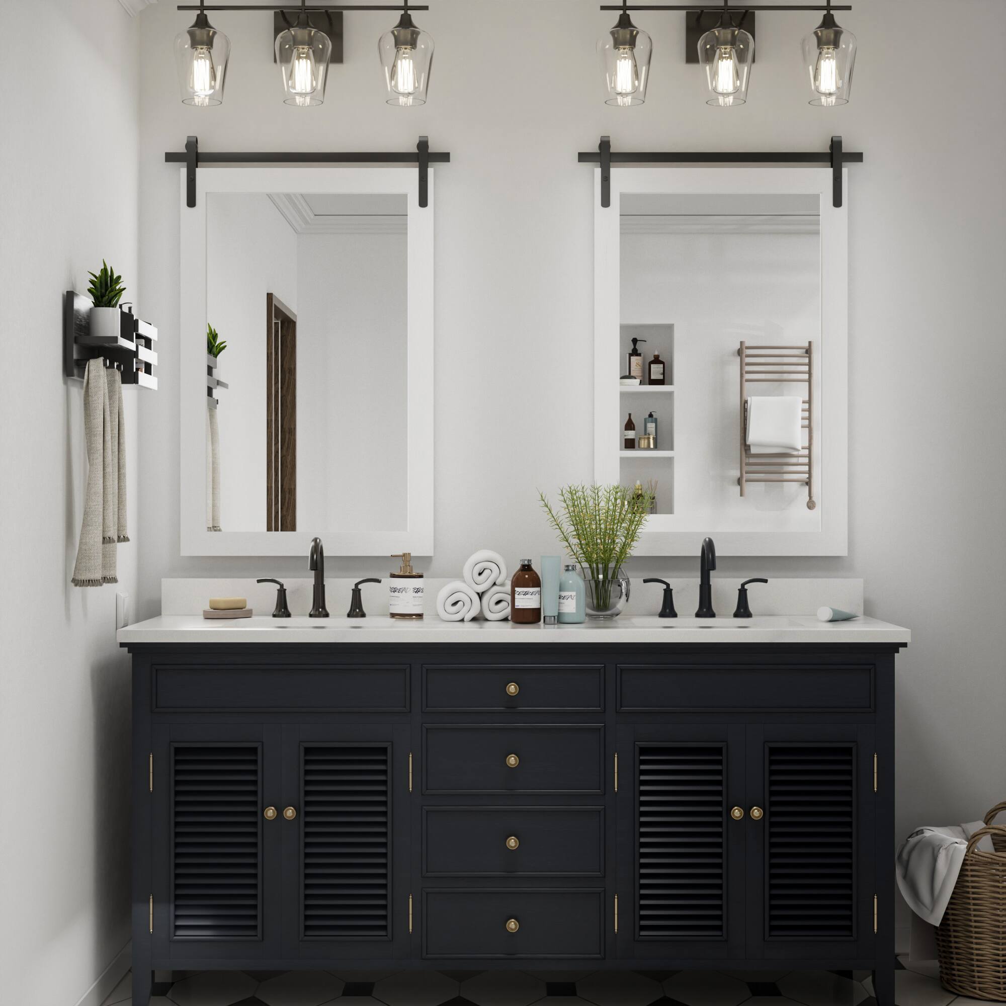 Left. PAIHOME - Rectangular Wall Mirror Waterproof Wood Frame Bathroom Mirror Modern Farmhouse Style Bedroom Living Room Decor - White - 24"x36".