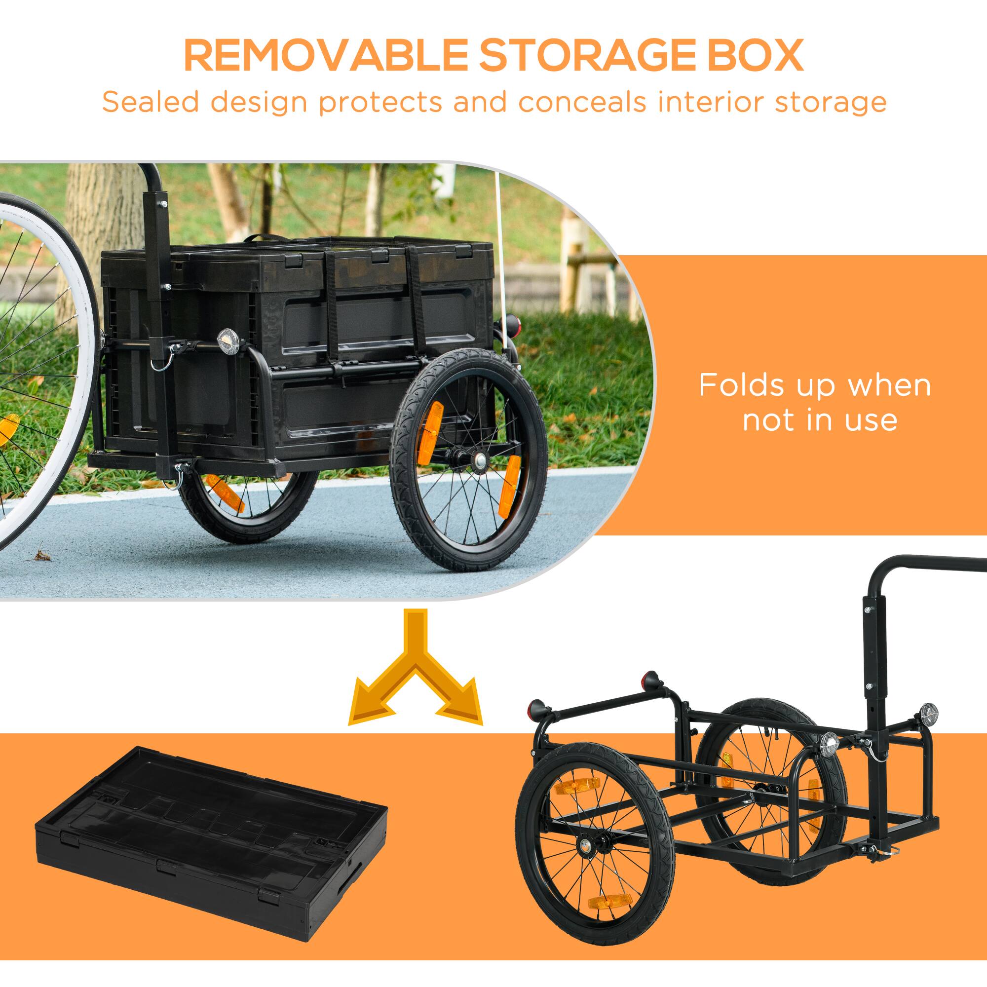 REMOVABLE STORAGE BOX
Sealed design protects and conceals interior storage
Folds up when not in use