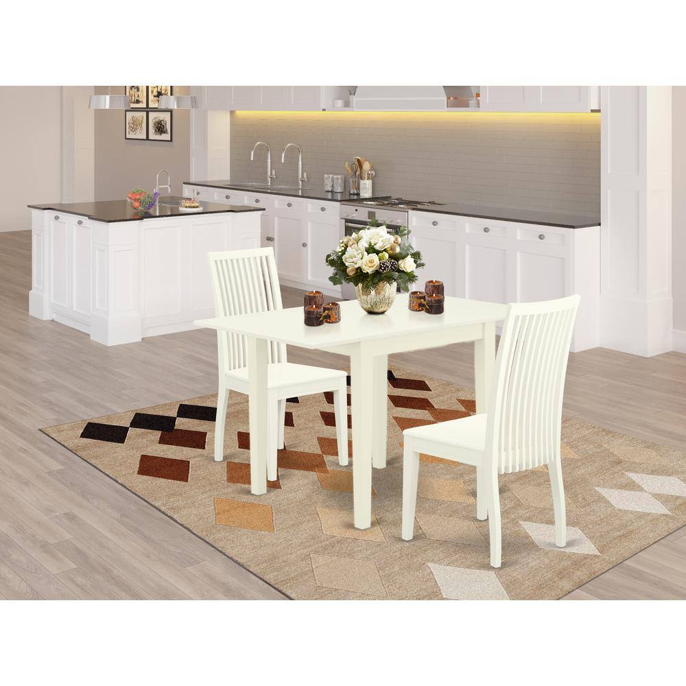 Angle. East West Furniture - Dining Room Set Linen White - Brown.