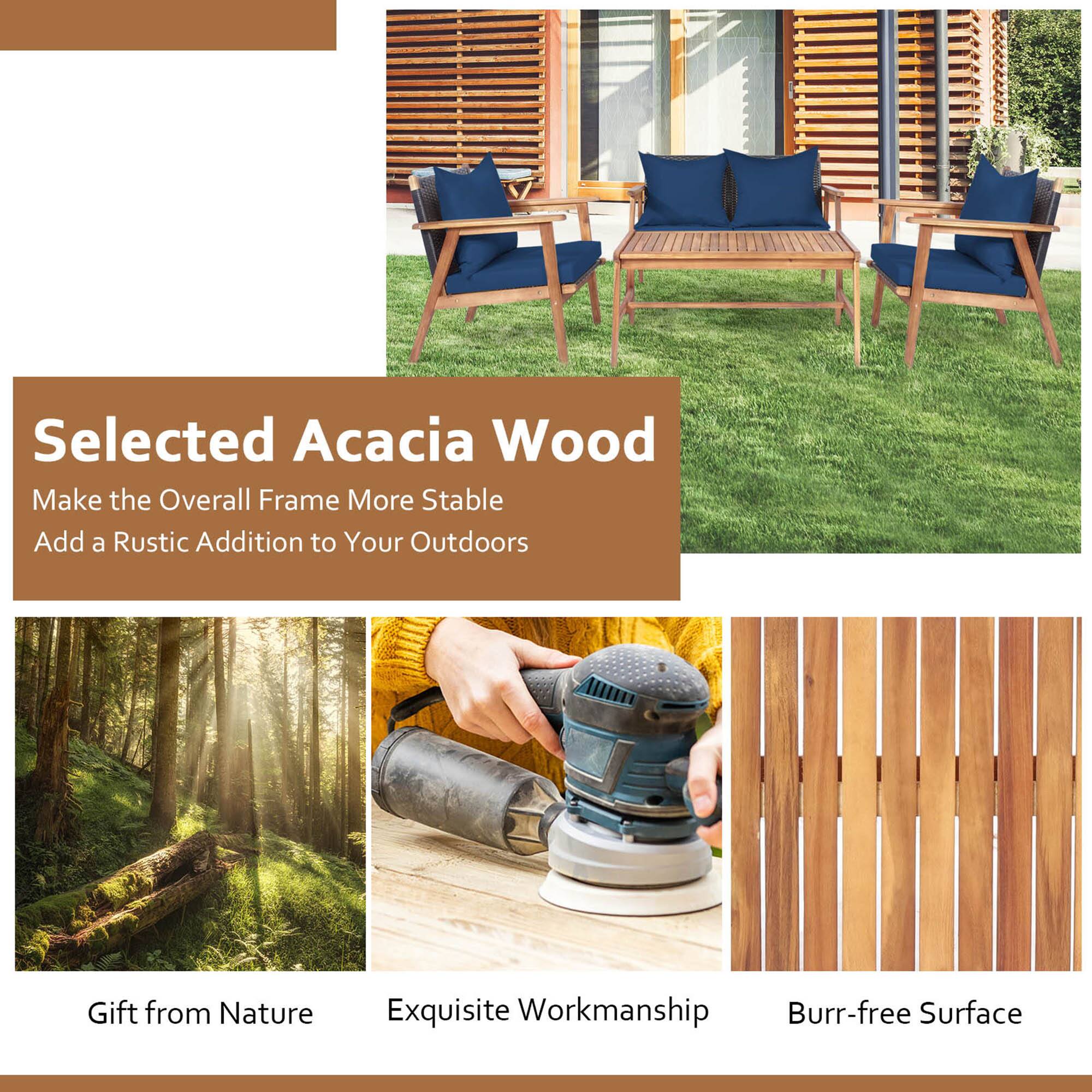 Selected Acacia Wood, Make the Overall Frame More Stable, Add a Rustic Addition to Your Outdoors, Gift from Nature, Exquisite Workmanship, Burr-free Surface