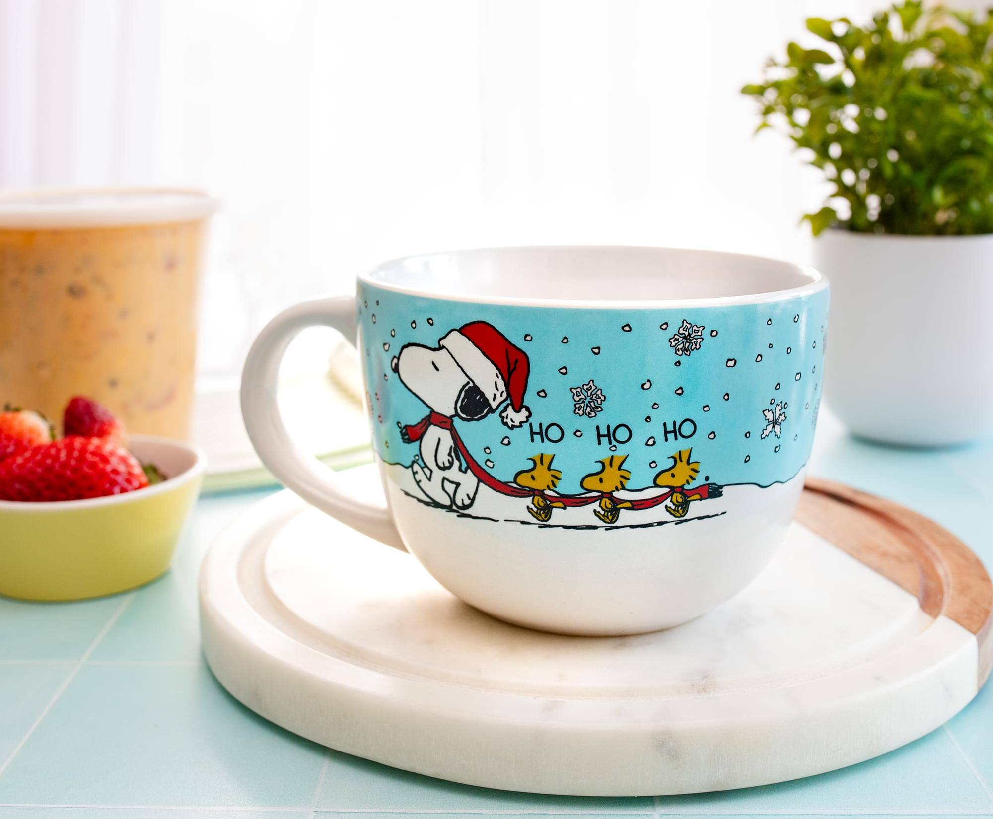 Alt View 3. Silver Buffalo - Peanuts Snoopy and Woodstock Holiday Ceramic Soup Mug | Holds 24 Ounces - White.