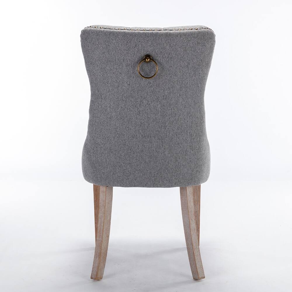 Alt View 2. Loheer - Loheer Tufted Linen Dining Chairs Set of 2 Gray Upholstered Solid Wood - Gray.