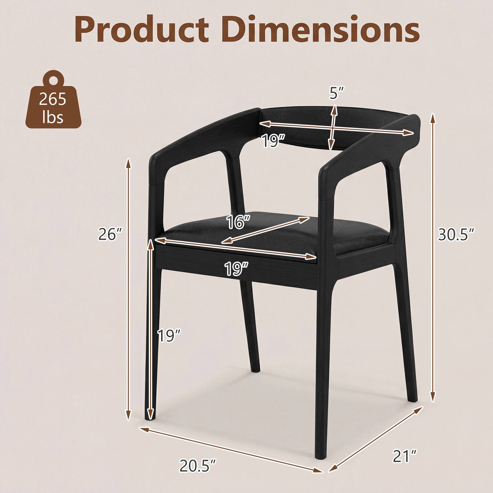 Product Dimensions: 265 lbs, 19", 5", 26", 16", 30.5", 19", 19", 20.5", 21"