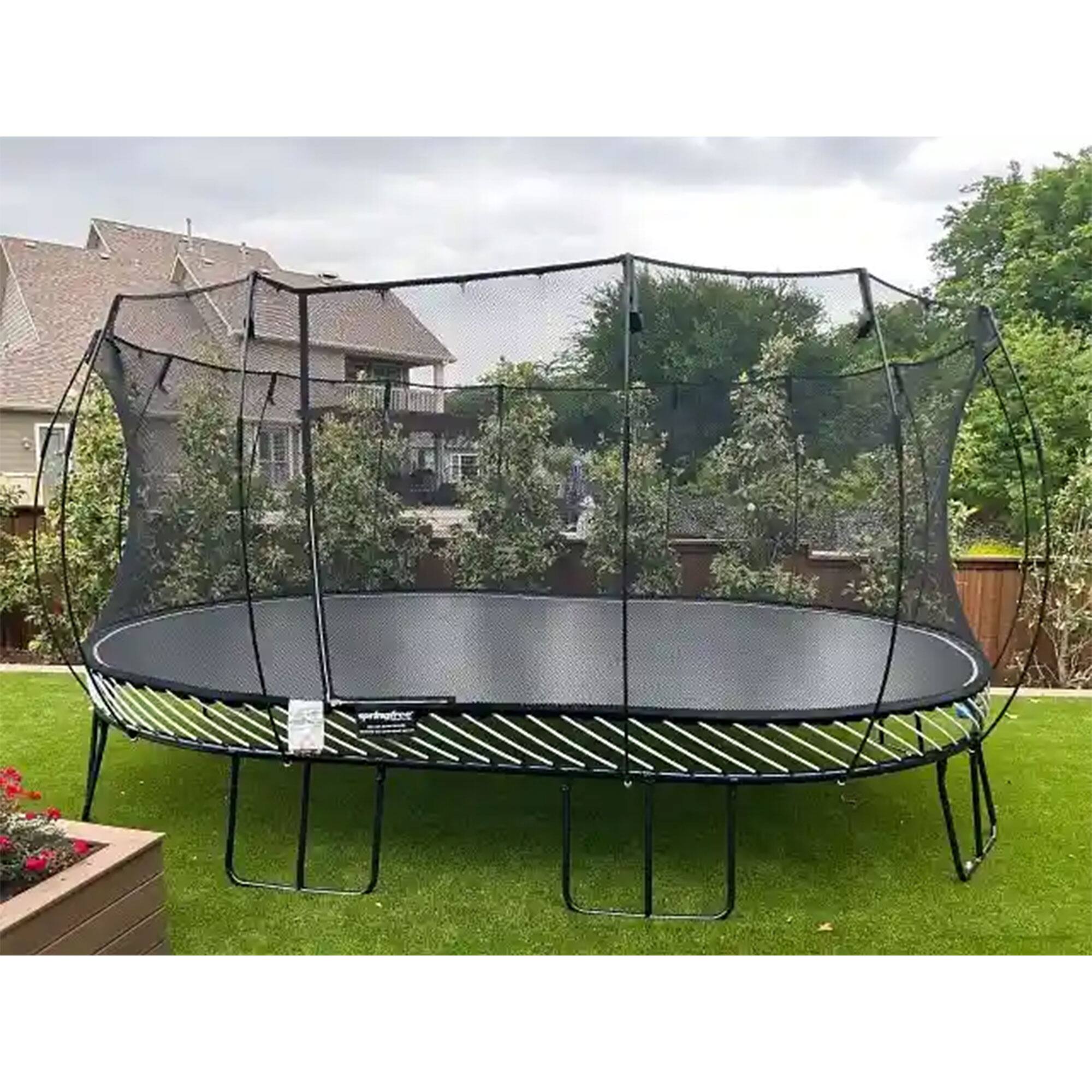 Alt View 8. Springfree Trampoline - Springfree Trampoline 12'x19' Jumbo Oval Trampoline with 22'x29' Space Required - Blue, Black.