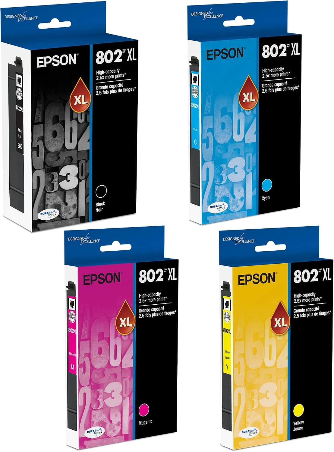 Epson - T802XL High Yield Ink Cartridges, 4/Pack - Black | Cyan | Magenta | Yellow
