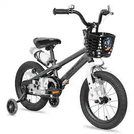 JOYSTAR - Pluto 12" Kids Bike with Light Up Training Wheels, Kids' Bicycle for Boys Girls Ages 2-4, Children Bikes - Gray