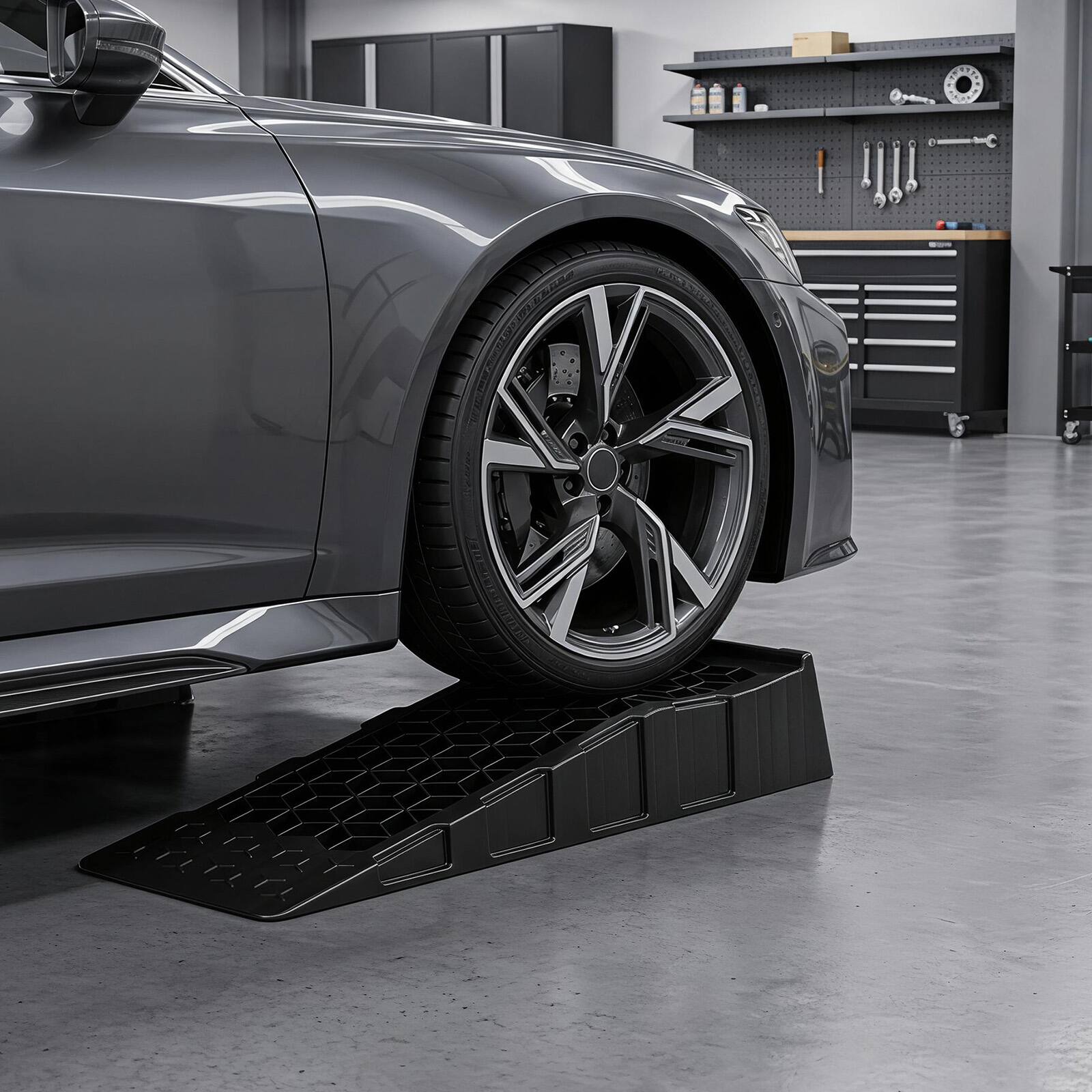 Alt View 3. Costway - Costway 2-Pack 2.5" Lift Low Profile Car Ramps, Portable Vehicle Service Ramps for Jack - Black.