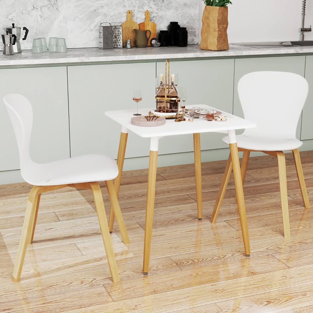 Left. Pefilos - Square Dining Table with Adjustable Foot Pads, Dining Table for Indoor as Dining Room Kitchen, White - White.