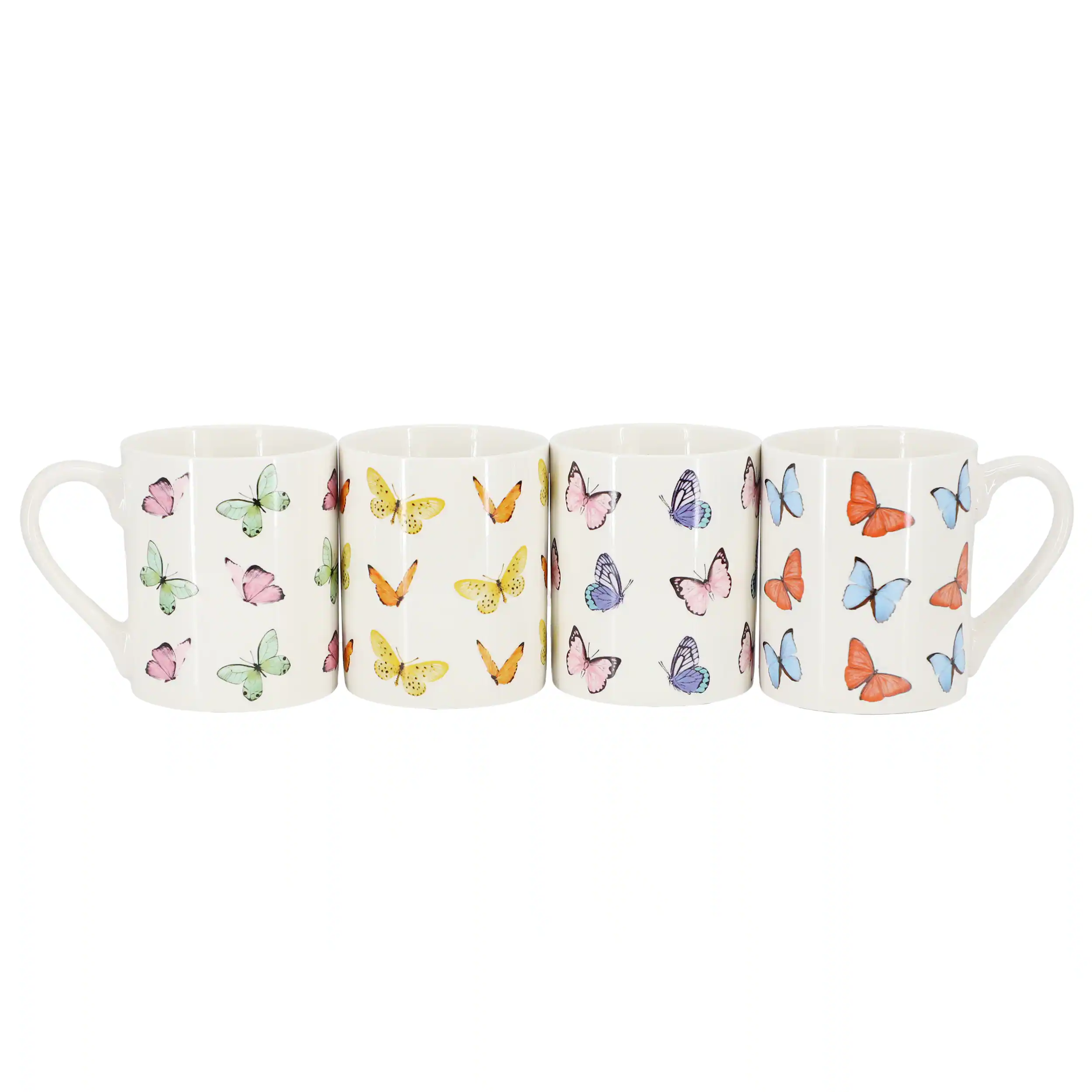 Alt View 1. Gibson - Gibson Home Butterfly Wings 4 Piece 18 Ounce Stoneware Mug Set in White - White.