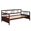 Front. Costway - Costway Twin Size Wooden Slats Daybed Bed Sofa Support Platform Sturdy W/Rails Cherry - Espresso.