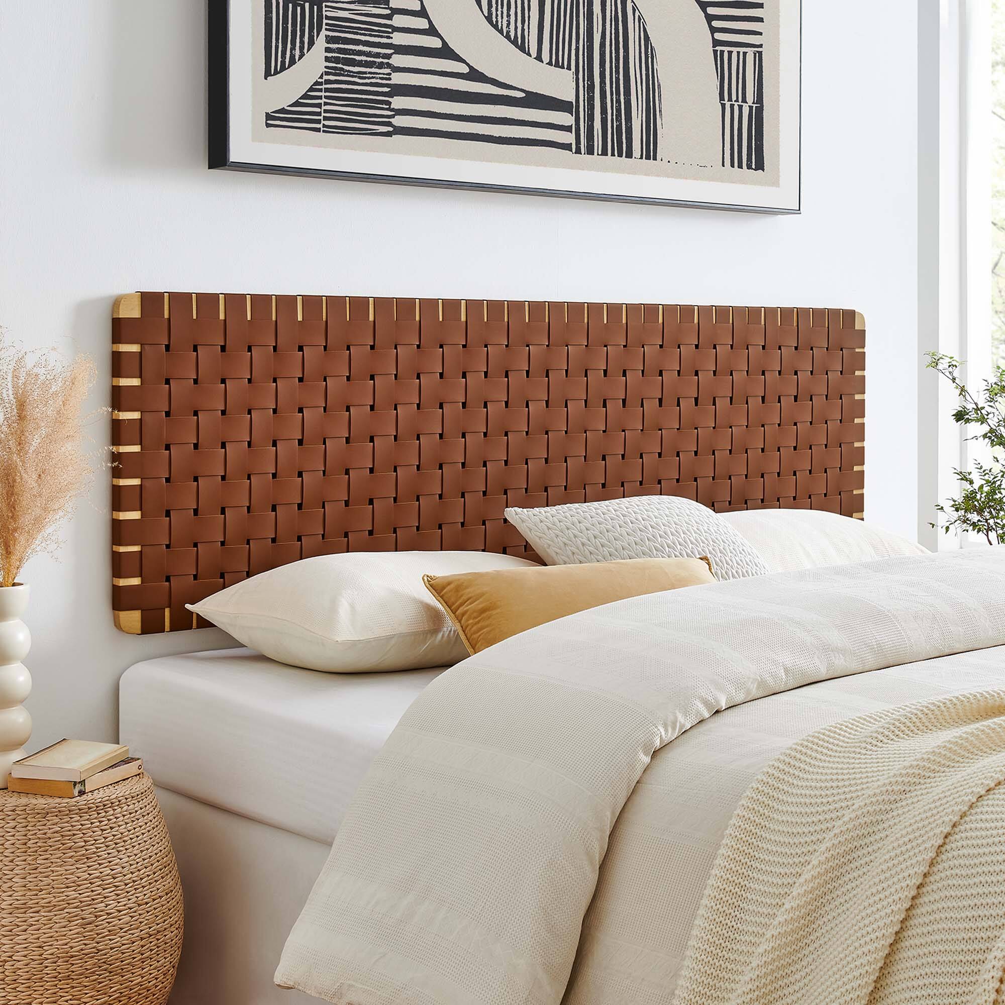 Alt View 2. Modway - Sparta Weave Wall-Mount Vegan Leather King Headboard by Modway - Brown.