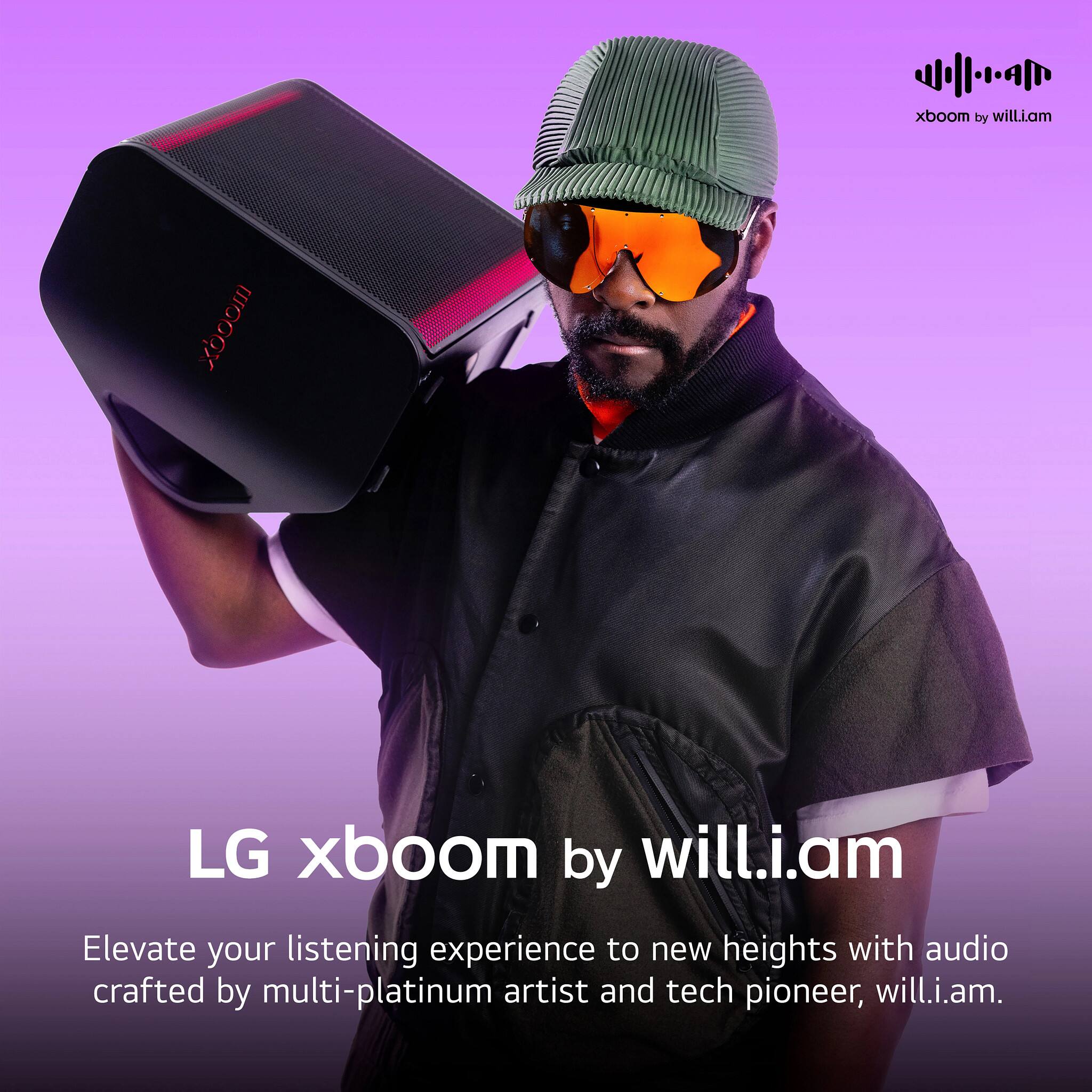 xboom by will.i.am
LG xboom by will.i.am
Elevate your listening experience to new heights with audio crafted by multi-platinum artist and tech pioneer, will.i.am.