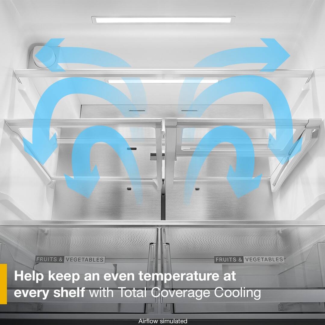 FRUITS & VEGETABLES

Help keep an even temperature at every shelf with Total Coverage Cooling Airflow simulated