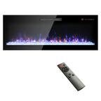 Front. Mondawe - 60" Ultra-Thin Recessed & Wall-Mount Electric Fireplace with Multi-Color Flames - Black.
