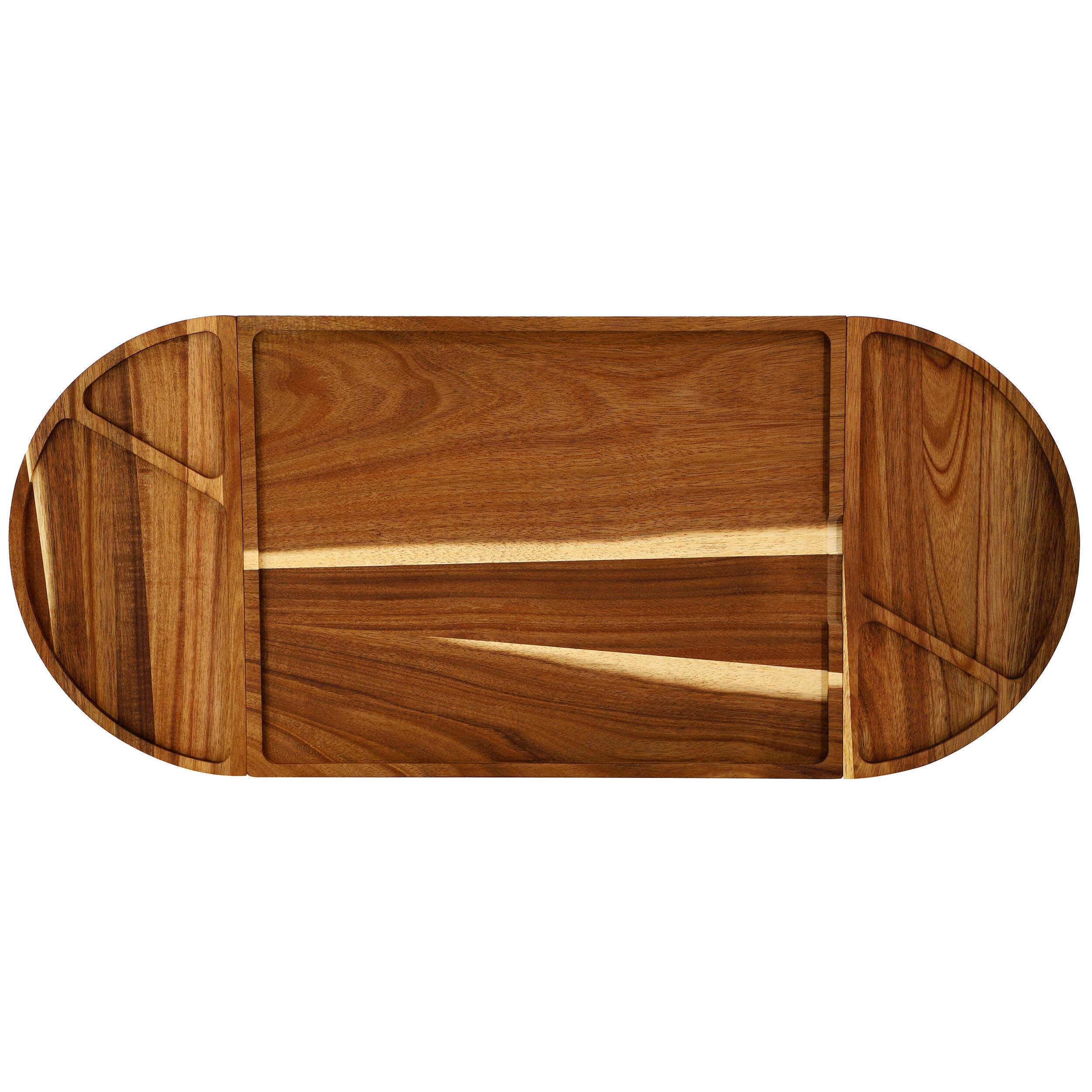 Alt View 8. MegaChef - MegaChef 3 Piece Acacia Wood Cutting Board with Maganitized Serving Board Platter - Brown.