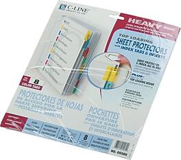 C-line - Heavyweight Sheet Protectors, 11" x 8-1/2", Assorted Colors, 8 Tab Set - Multicolor