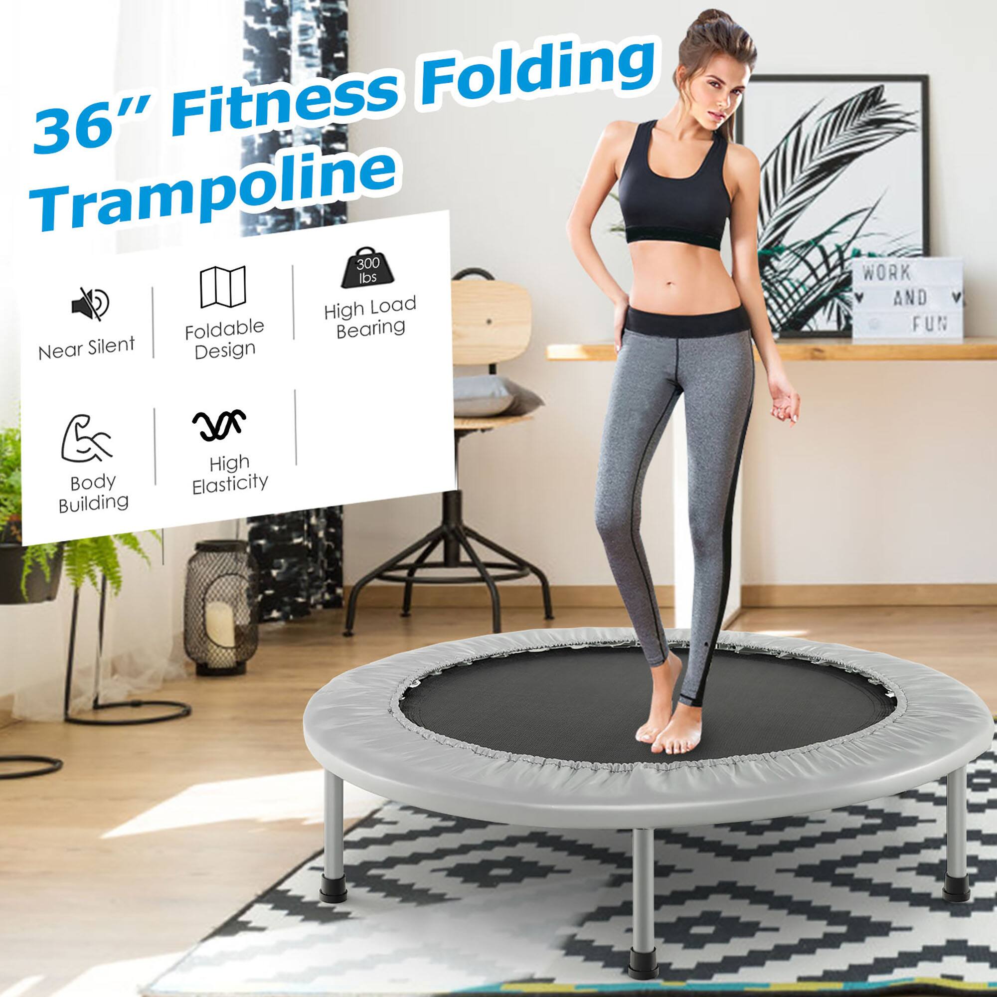 36" Fitness Folding Trampoline
- Near Silent
- Foldable Design
- High Load Bearing
- Body Building
- High Elasticity
300 lbs
