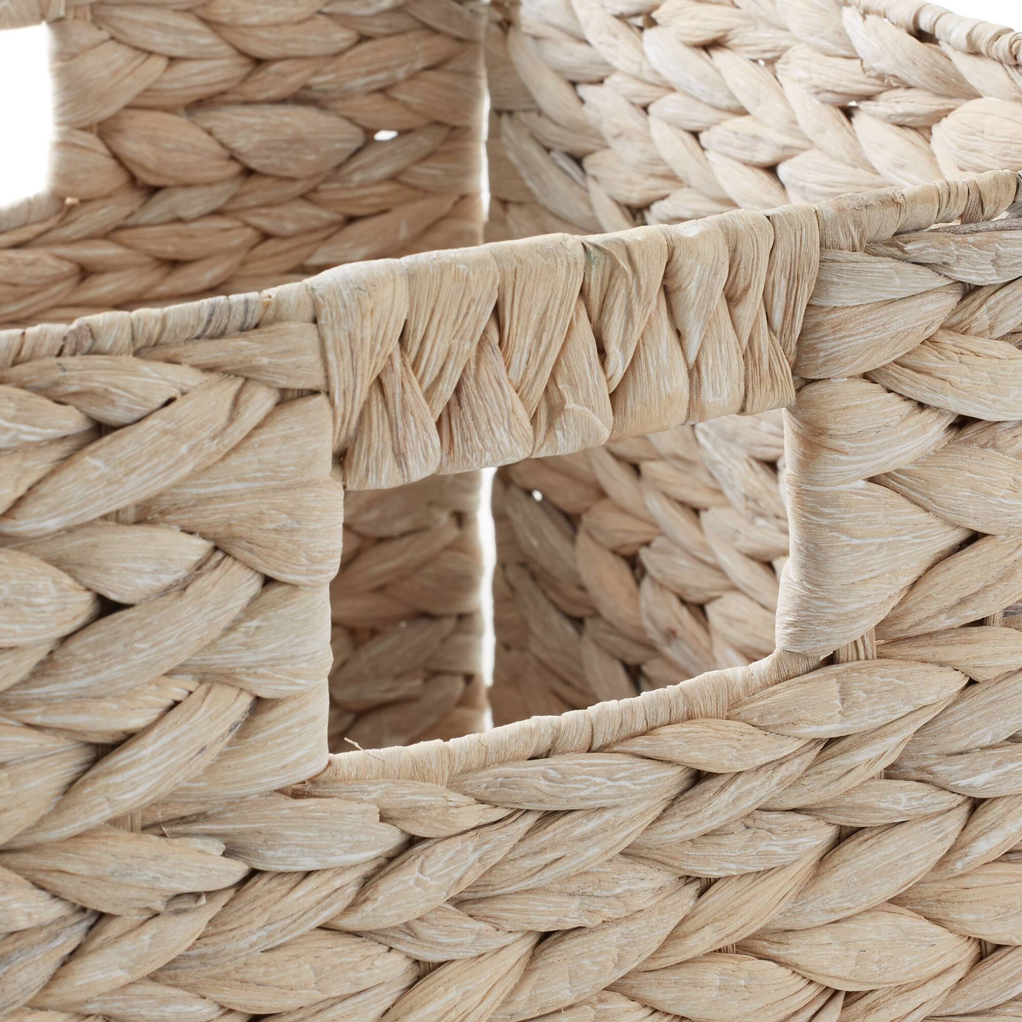 Alt View 4. Casafield - 12 x 12-in Water Hyacinth Storage Baskets - 4 Pack - Whitewash.