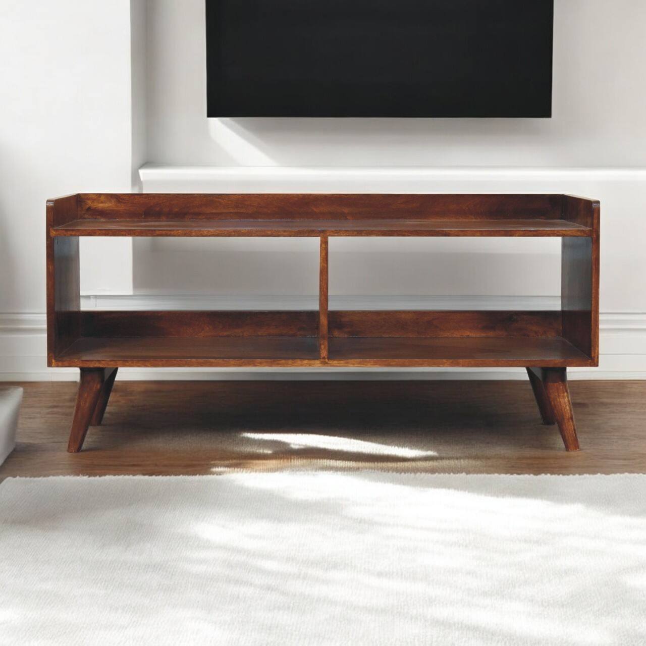 Angle. Artisan Furniture - Artisan Furniture Solid Wood Open-top Chestnut Media Unit, 2 Open Slots, Dark Brown - Brown.