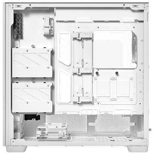 Back. Antec - FLUX Pro White, 6 x PWM Fans Included, High-Airflow Front Panel With Walnut Wood, Full-Tower E-ATX PC Case - White.
