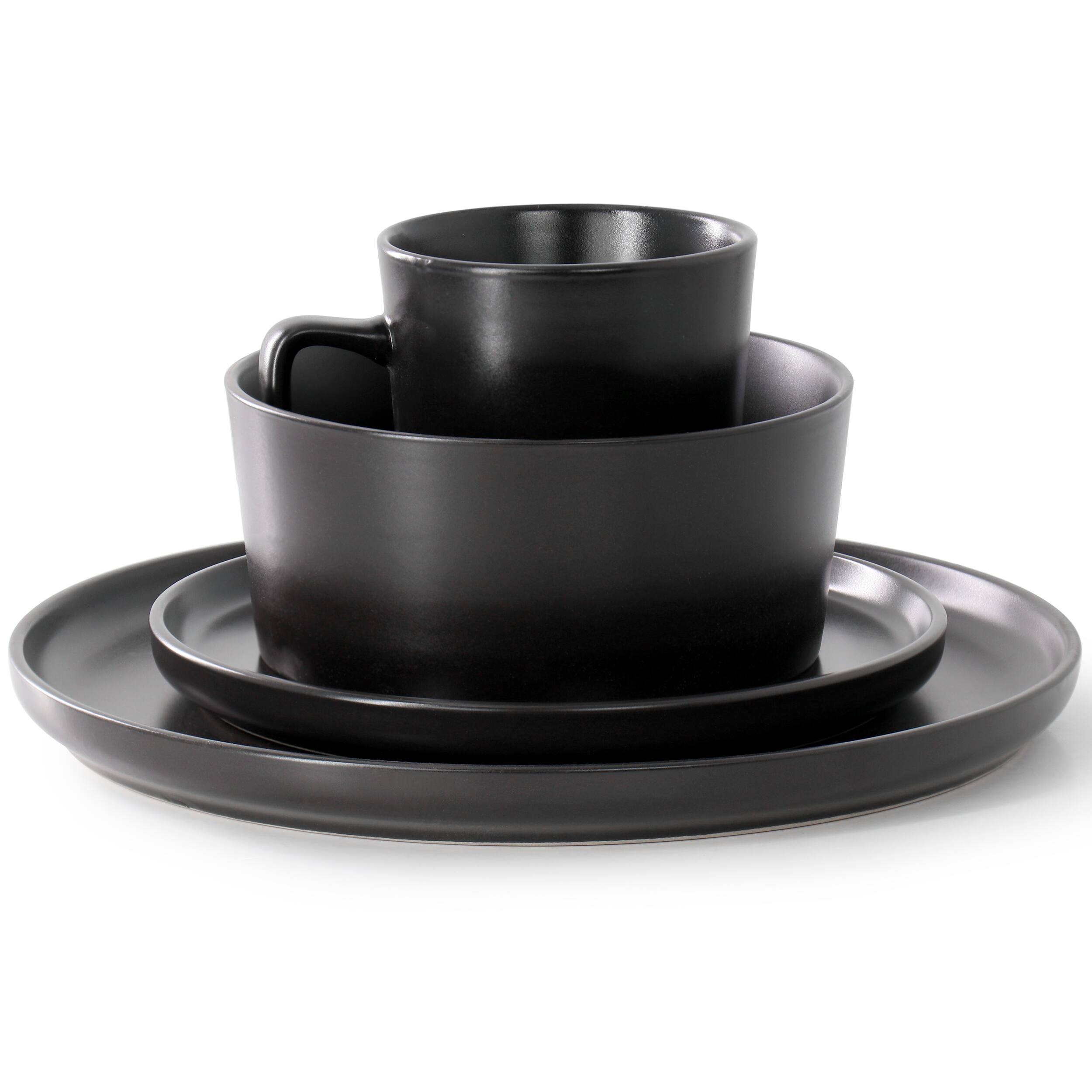Alt View 1. Elama - Elama Luxmatte Black 16 Piece Dinnerware Set - Black.
